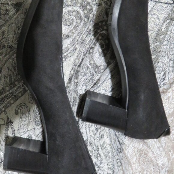 BOGO Renzo Fontanelli Vintage Classic Black Suede Pumps patent leather cap toe - Picture 10 of 11